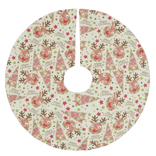 Homespun Patchwork Vrolijk Kerstfeest Kerstboom Rok (Voorkant)