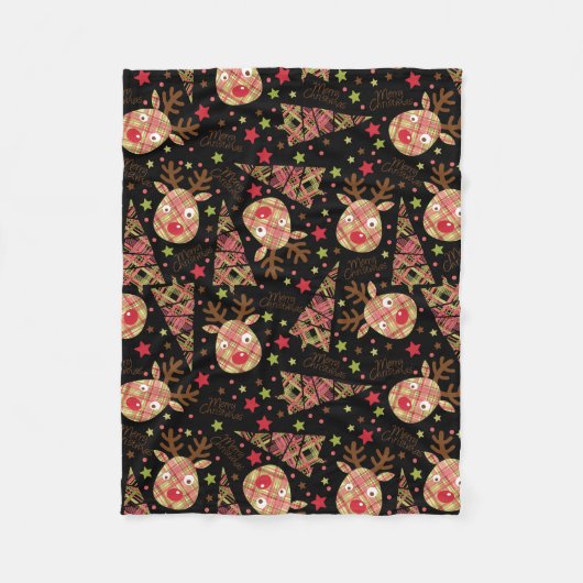 Homespun Vrolijk Kerstpatroon Fleece Deken (Voorkant)