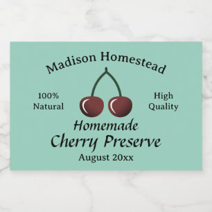 Homestead Cherry Preserve originele sjabloon Voedselcontainer Etiket