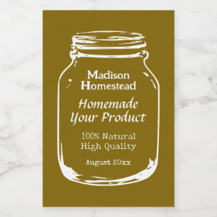Homestead Mason Jar schets voedsellabel sjabloon Voedselcontainer Etiket