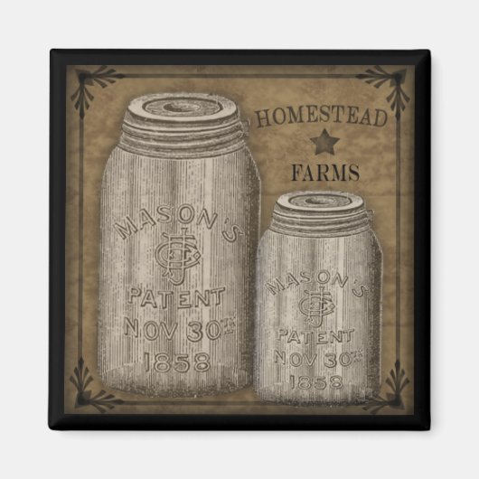 Homestead Primitieve Canning Jar Magnet Magneet (Voorkant)