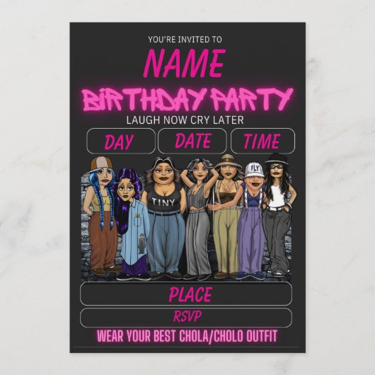 Homies Birthday Invitation Chicana Birthday (Devant)