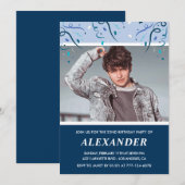 Homme 22e anniversaire invitations Photo Marine (Devant / Derrière)