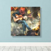 Homme Abstrait jouant de la guitare - Mur art Déco (Insitu (Plancher de Bois))