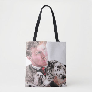 Homme avec Dalmatie Spotty Chien mignon Sac fourre