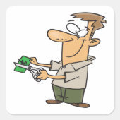 Homme Couper Le Sticker Carré D'Argent (Devant)