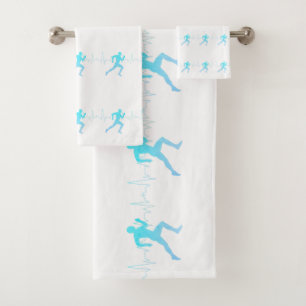 Homme Courir Silhouette Gradient & Heartbeat Blue