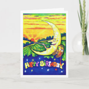 Homme dans la carte d'anniversaire de peinture de