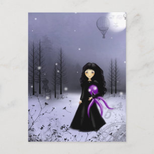 homme dans la carte postale lune