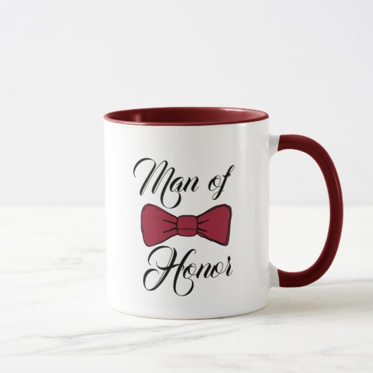 Homme d'honneur Burgundy Bow Cravate café Mug (Droite)