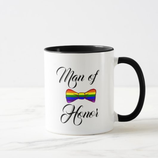 Homme d'honneur Rainbow Bow Cravate café Mug (Droite)