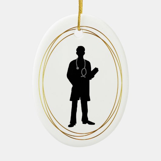 Homme Docteur Silhouette Ornement de Noël (Devant)