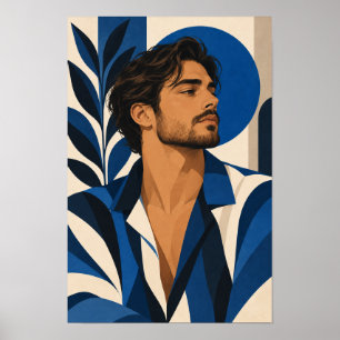 Homme élégant en bleu - Art mural moderne géométri