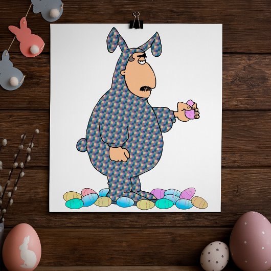 Homme en lapin de Pâques affiche