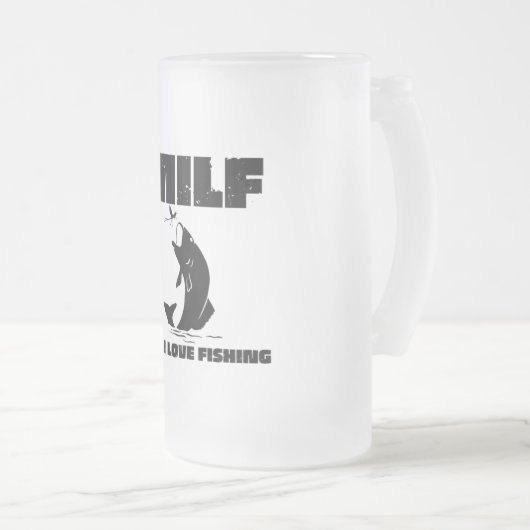 Homme J'Aime Pêcher Frosted Glass Mug (Devant droit)
