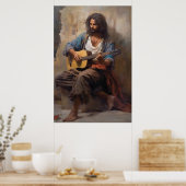 Homme Jouant Guitare Poster Art Print Wall Art (Cuisine)