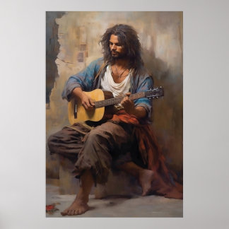 Homme Jouant Guitare Poster Art Print Wall Art