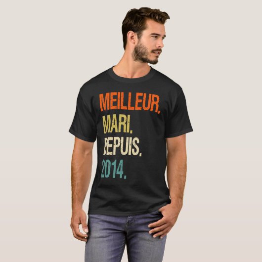 Homme Meilleur Mari Depuis 2014 8 Jubileum Mari T-shirt (Voorkant volledig)