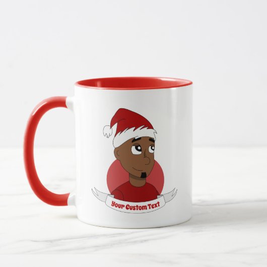Homme souriant Caricature de Noël Mug (Gauche)