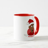 Homme souriant Caricature de Noël Mug (Devant droit)