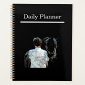 Homme tenant Cheval Dark Daily Planner (Devant)