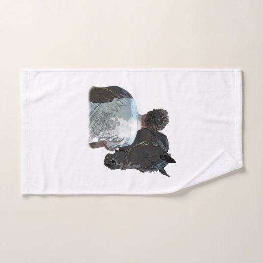 Homme tenant Cheval léger serviette main (Serviette à main)