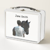 Homme tenant Cheval Lumière Métal Lunchbox (Devant)