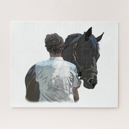 Homme tenant Cheval Lumière Puzzle Puzzle (Horizontal)