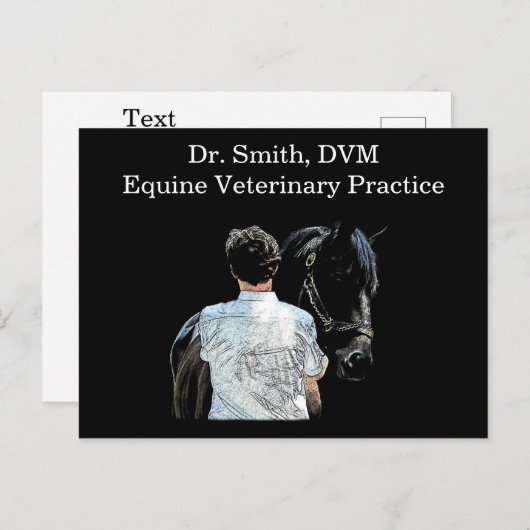 Homme tenant le cheval sombre carte postale (Devant / Derrière)