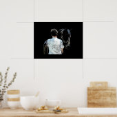 Homme tenant le cheval sombre Poster (Cuisine)