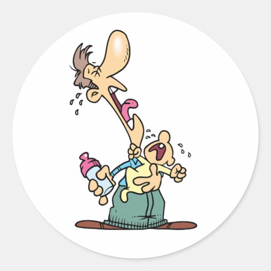 Homme Tenant Un Stickers De Bébé Pleurant (Devant)