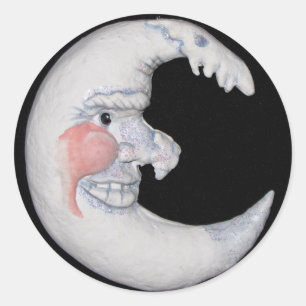 Homme très Cool Sur La Lune Stickers Figure Rond