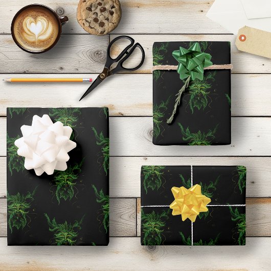 Homme Vert Fae Feuilles Noir