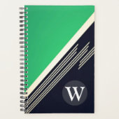 Homme vert rétro abstrait rayures monogramme perso (Devant)
