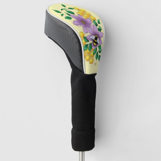 Hommel Lavendel Bloemen Geel Golfheadcover (Schuin)