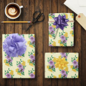 Hommel Lavendel Bloemen Geel Inpakpapier Vel