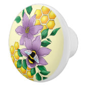 Hommel Lavendel Bloemen Geel Keramische Knop (Rechts)