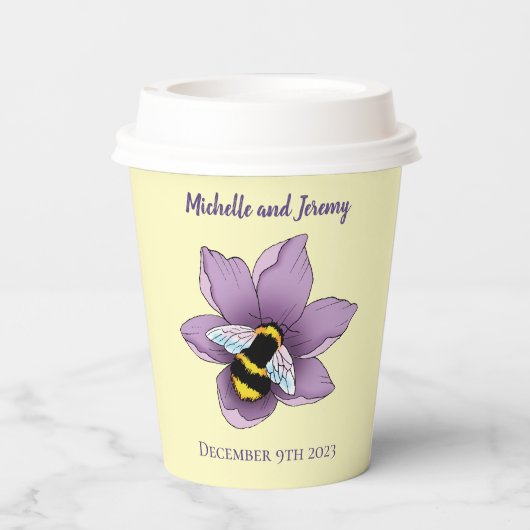 Hommel Lavendel Bloemen Geel Papieren Bekers (Achterkant)