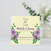 Hommel Lavendel Bloemen Geel Save The Date (Staand voorkant)