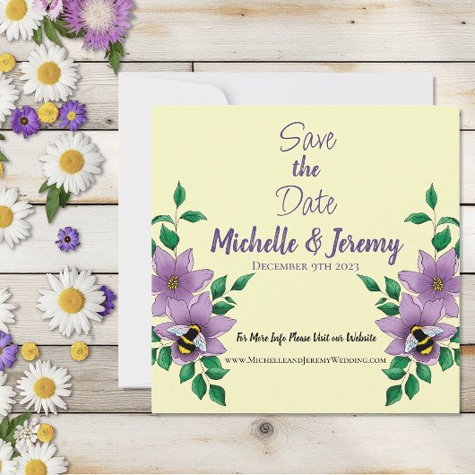Hommel Lavendel Bloemen Geel Save The Date
