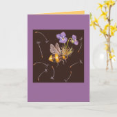 hommel met pet met violet op kaart (Gele Bloem)