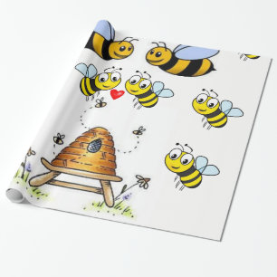 hommelkinderen die cadeau op papier inpakken