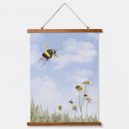 Hommels en Daisies Waterverf Schilderij Hangend Wandkleed