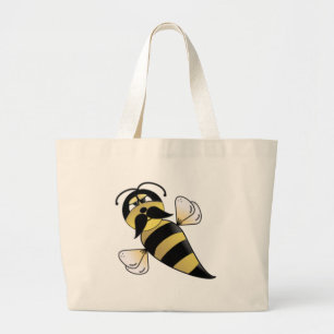 Hommels met snor grote tote bag