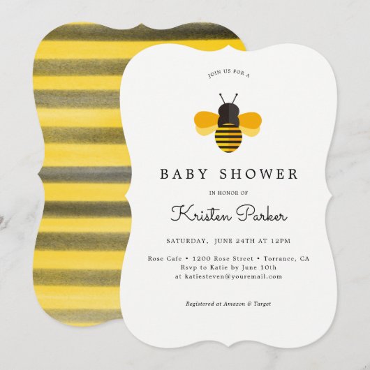 Hommels Thema Baby Shower Uitnodigingskaarten Kaart (Voorkant / Achterkant)