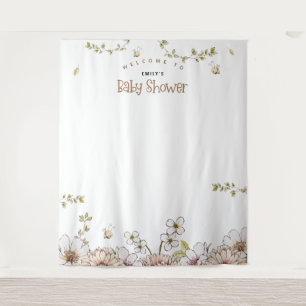 Hommeltje Bloemen Baby Shower Foto Achtergrond Wandkleed