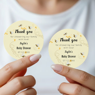 Hommeltje Honing Geslacht Neutrale Baby Shower Ronde Sticker