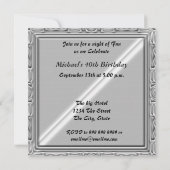 Hommes 40e anniversaire de fête Invitation Argent  (Dos)