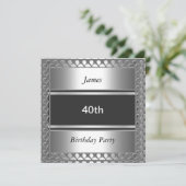 Hommes 40e anniversaire fête Argent Invitation (Debout devant)