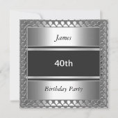 Hommes 40e anniversaire fête Argent Invitation (Devant)